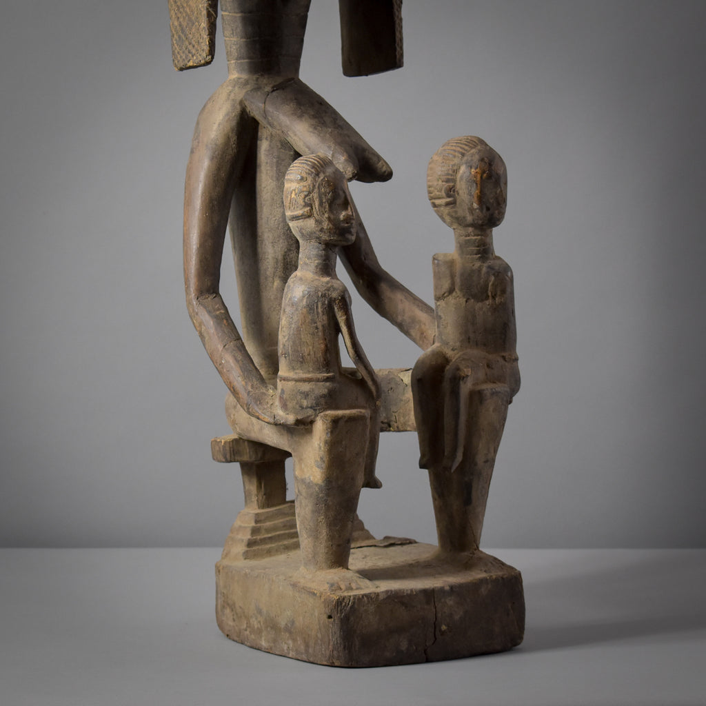 Baule Seated Female Figure With Children Côte d'Ivoire