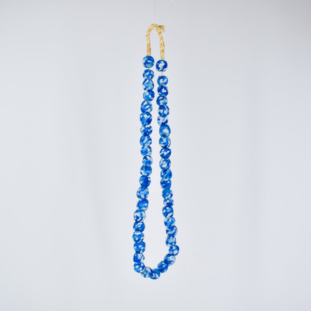 Krobo Recycled Powder Glass Blue and White Trade Beads