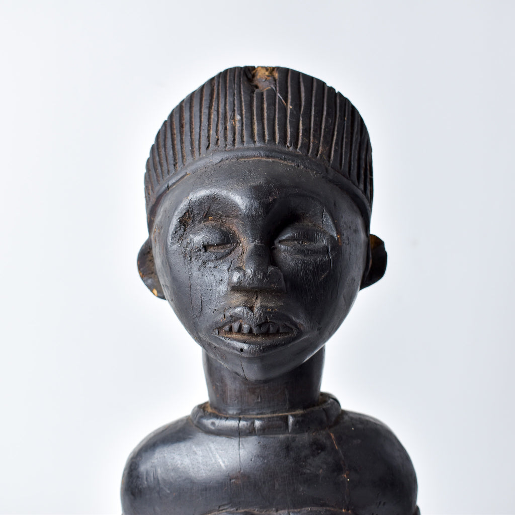 Kongo Kneeling Female Wood Figure
