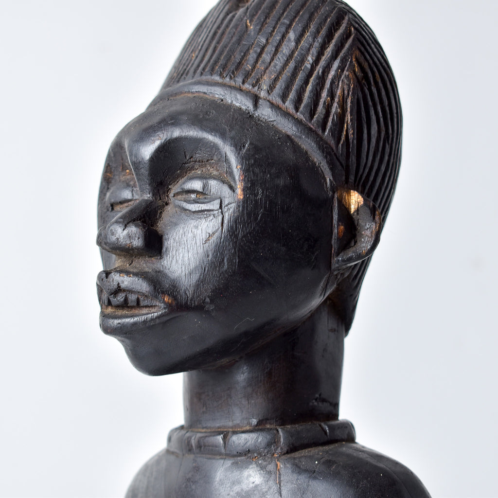 Kongo Kneeling Female Wood Figure