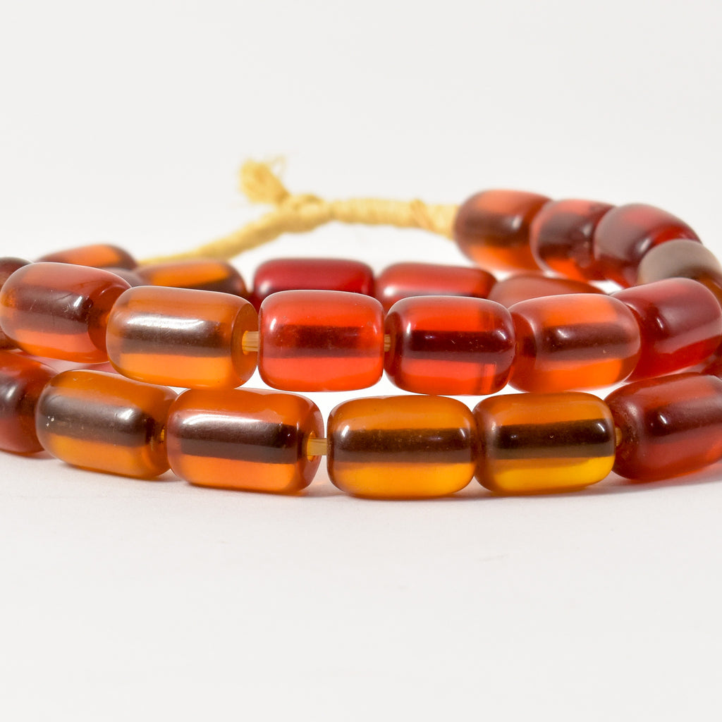 Orange Phenolic Resin Beads Ethiopia JK Brown Collection