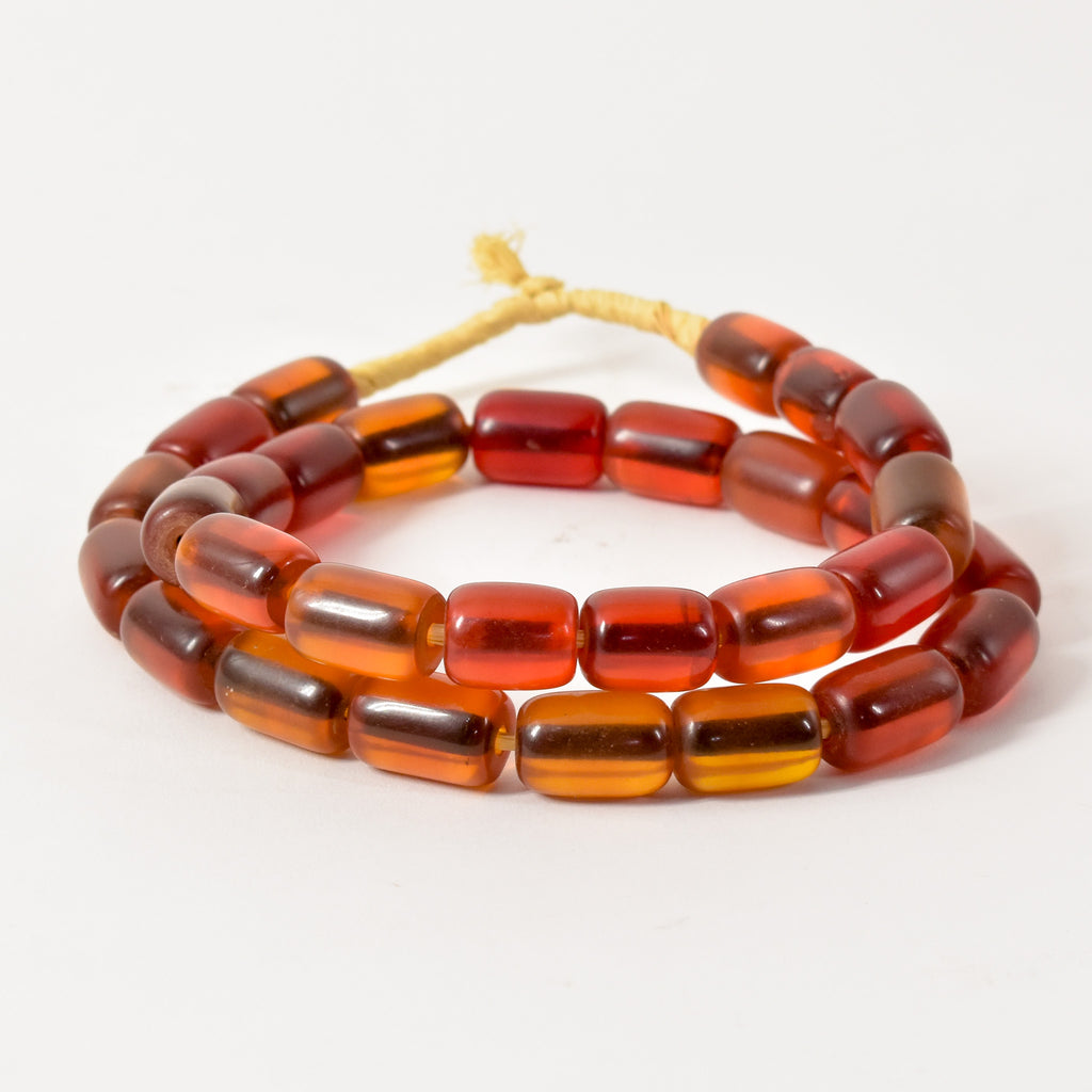 Orange Phenolic Resin Beads Ethiopia JK Brown Collection