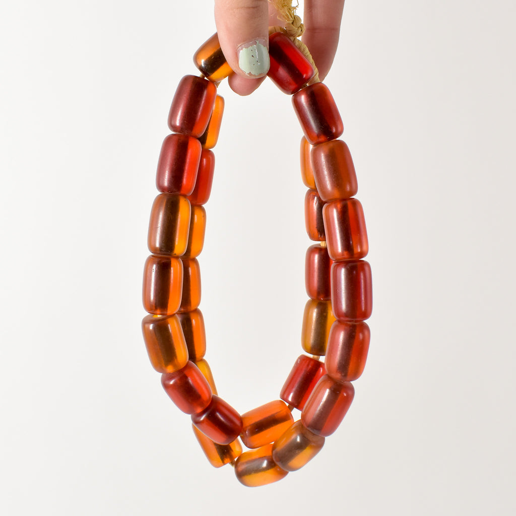 Orange Phenolic Resin Beads Ethiopia JK Brown Collection