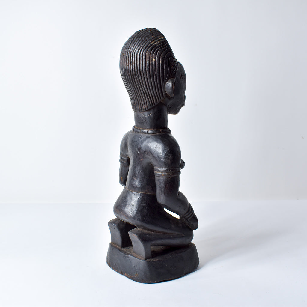 Kongo Kneeling Female Wood Figure
