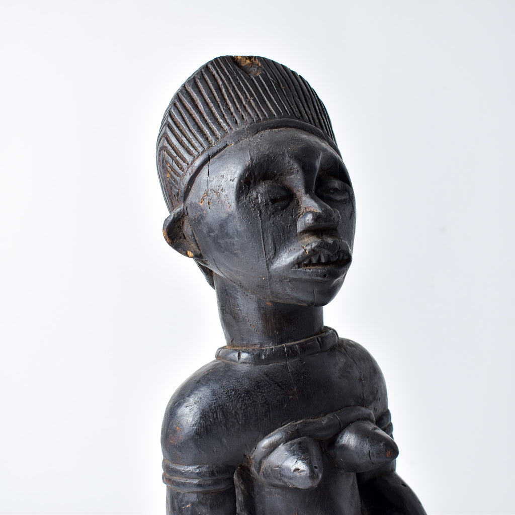 Kongo Kneeling Female Wood Figure