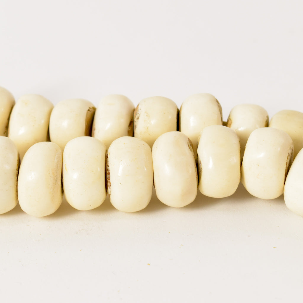 White Carved Bone Beads Nigeria