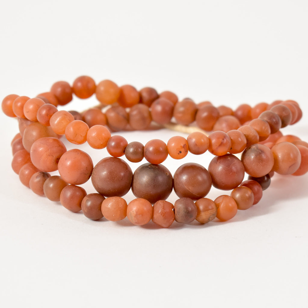 Graduated Carnelian Stone Trade Beads 32 Inch Mali