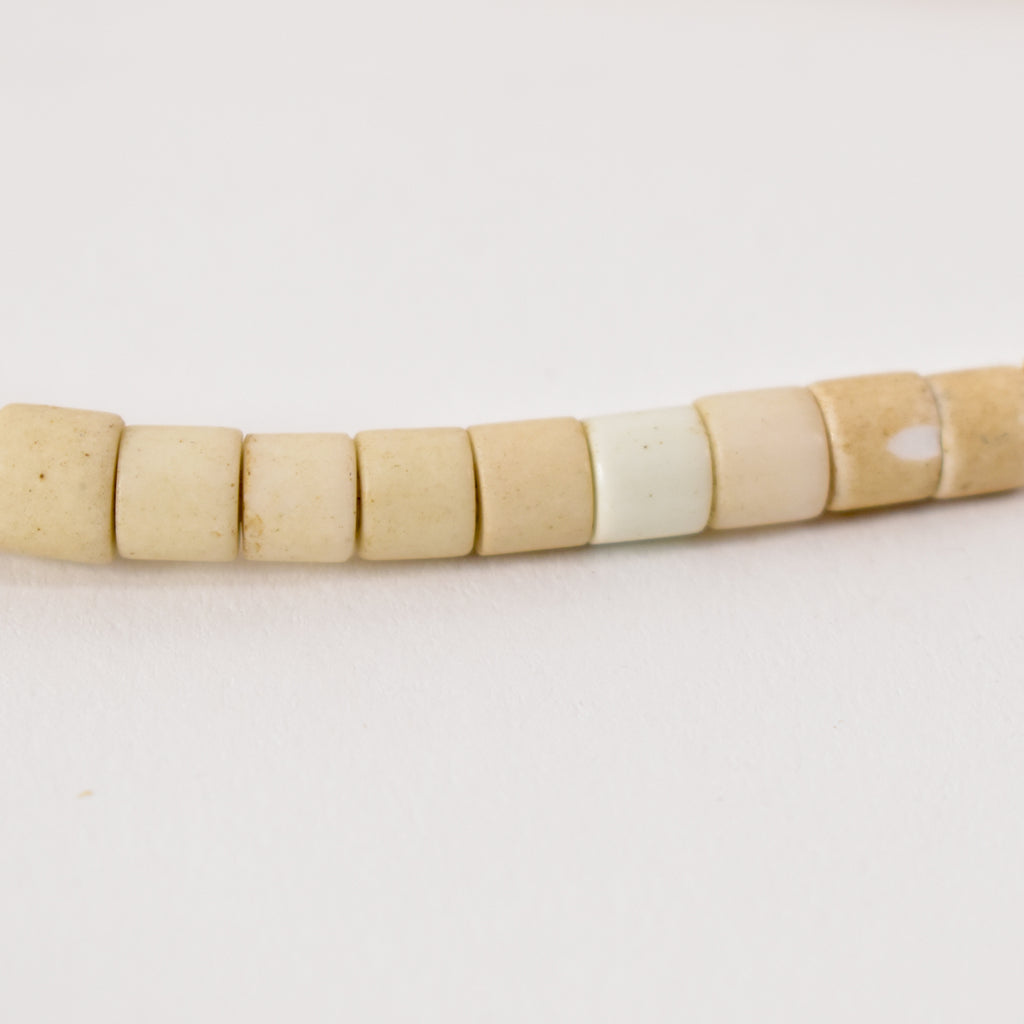 White Goomba Porcelain Flat Edge Trade Beads