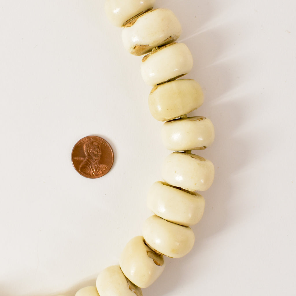 White Carved Bone Beads Nigeria