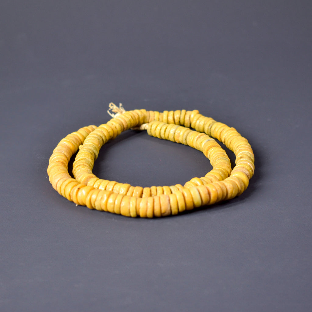 Krobo "Recycled" Powder Glass Yellow Beads
