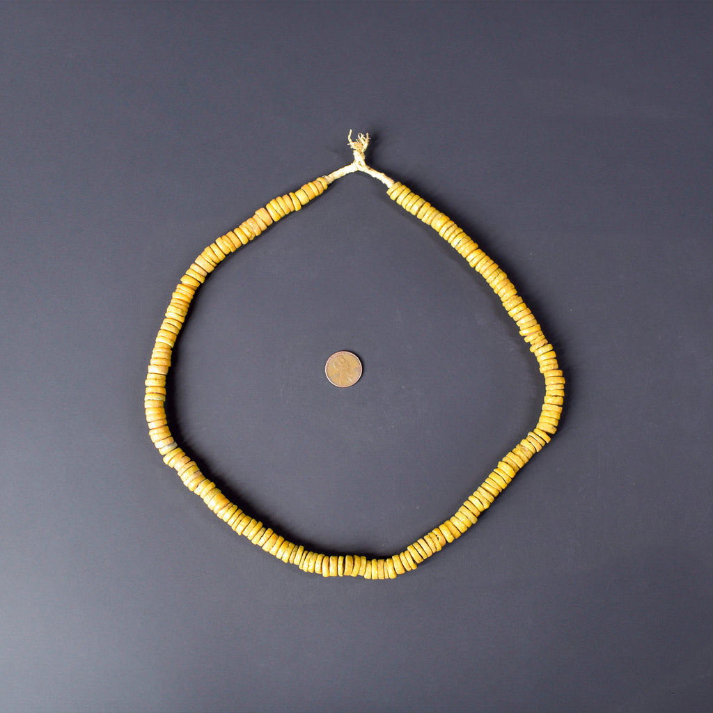 Krobo "Recycled" Powder Glass Yellow Beads