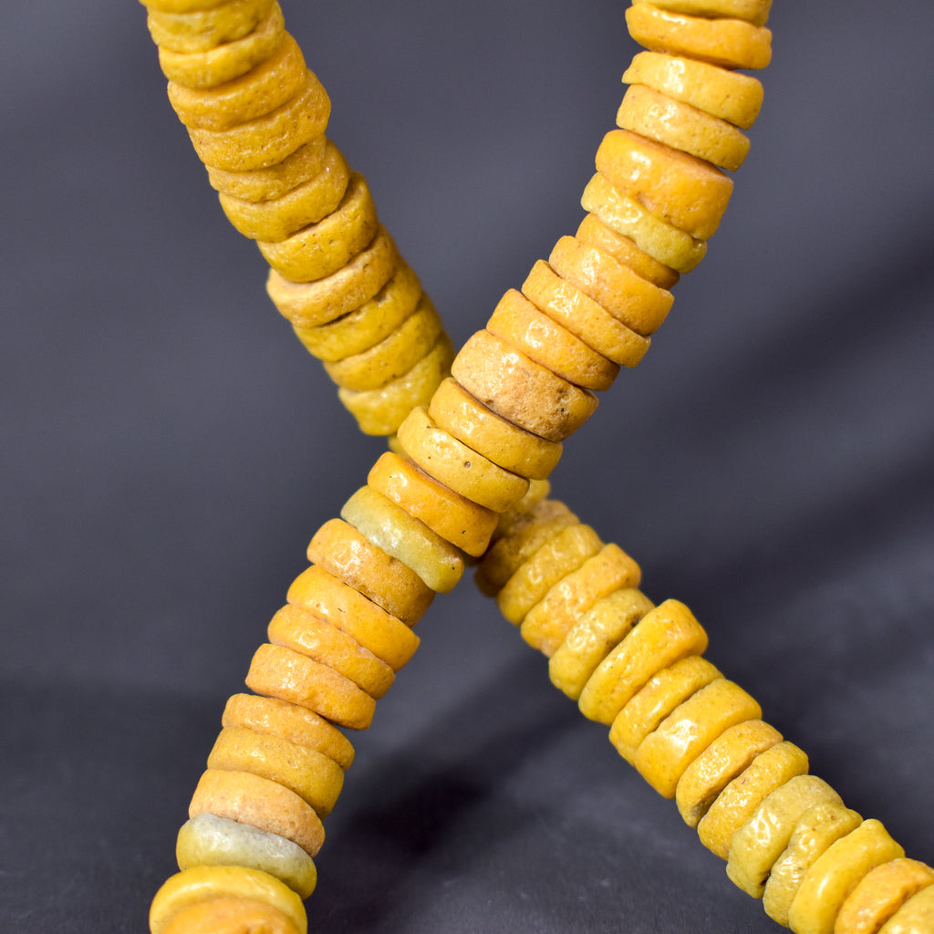 Krobo "Recycled" Powder Glass Yellow Beads