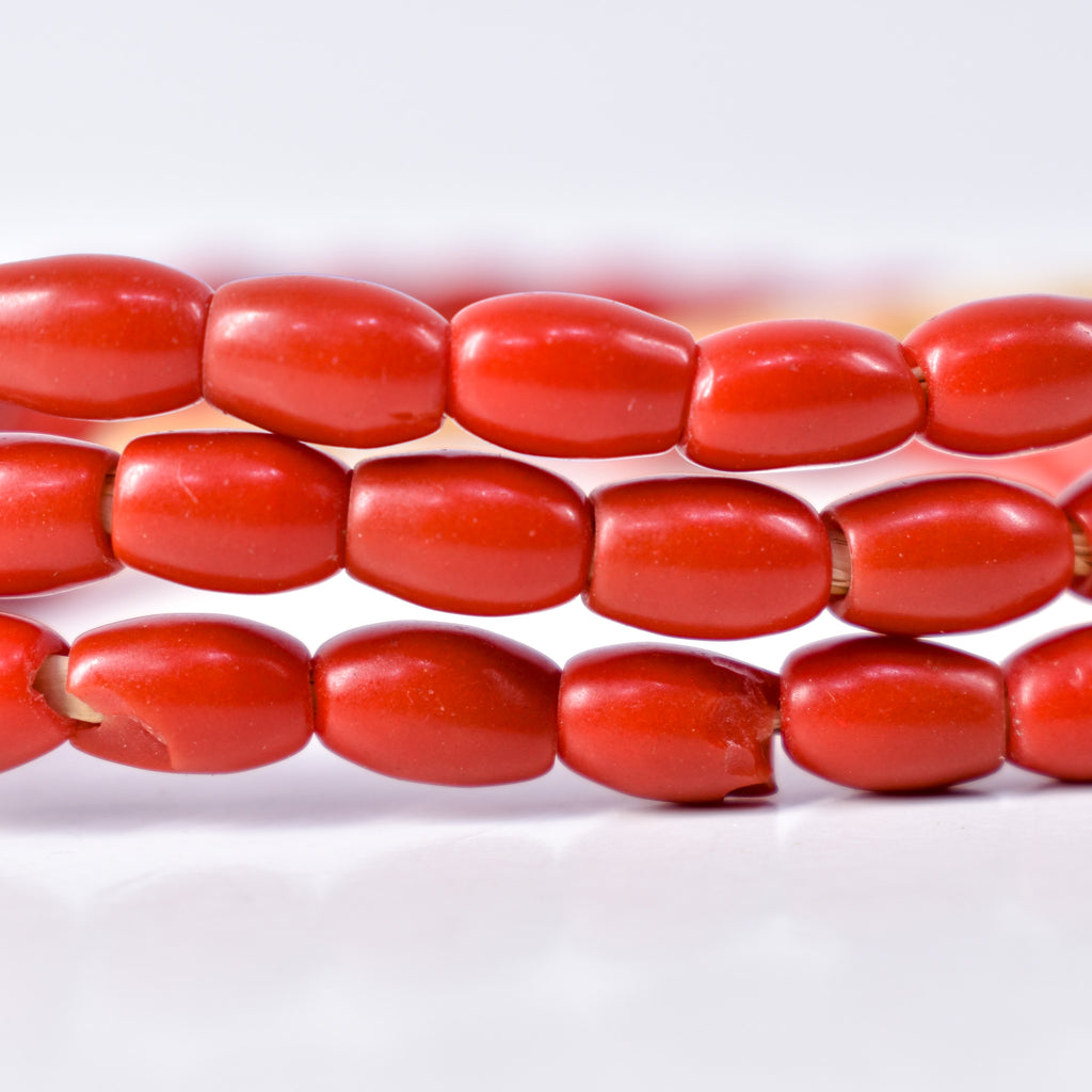 Bohemian Rice Molded Red Trade Beads