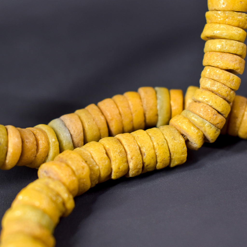 Krobo "Recycled" Powder Glass Yellow Beads
