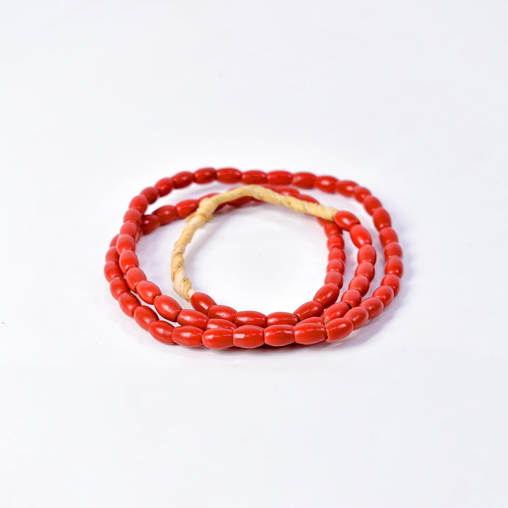 Bohemian Rice Molded Red Trade Beads