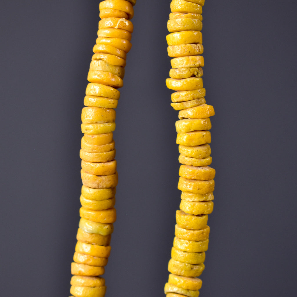 Krobo "Recycled" Powder Glass Yellow Beads