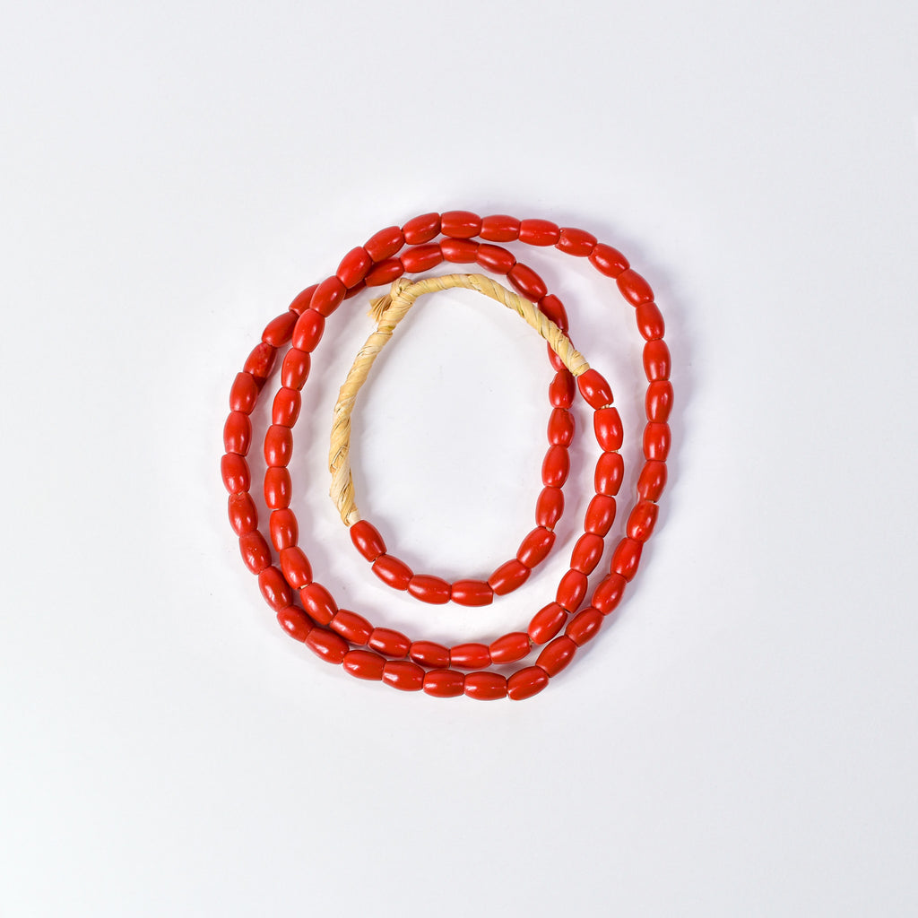 Bohemian Rice Molded Red Trade Beads