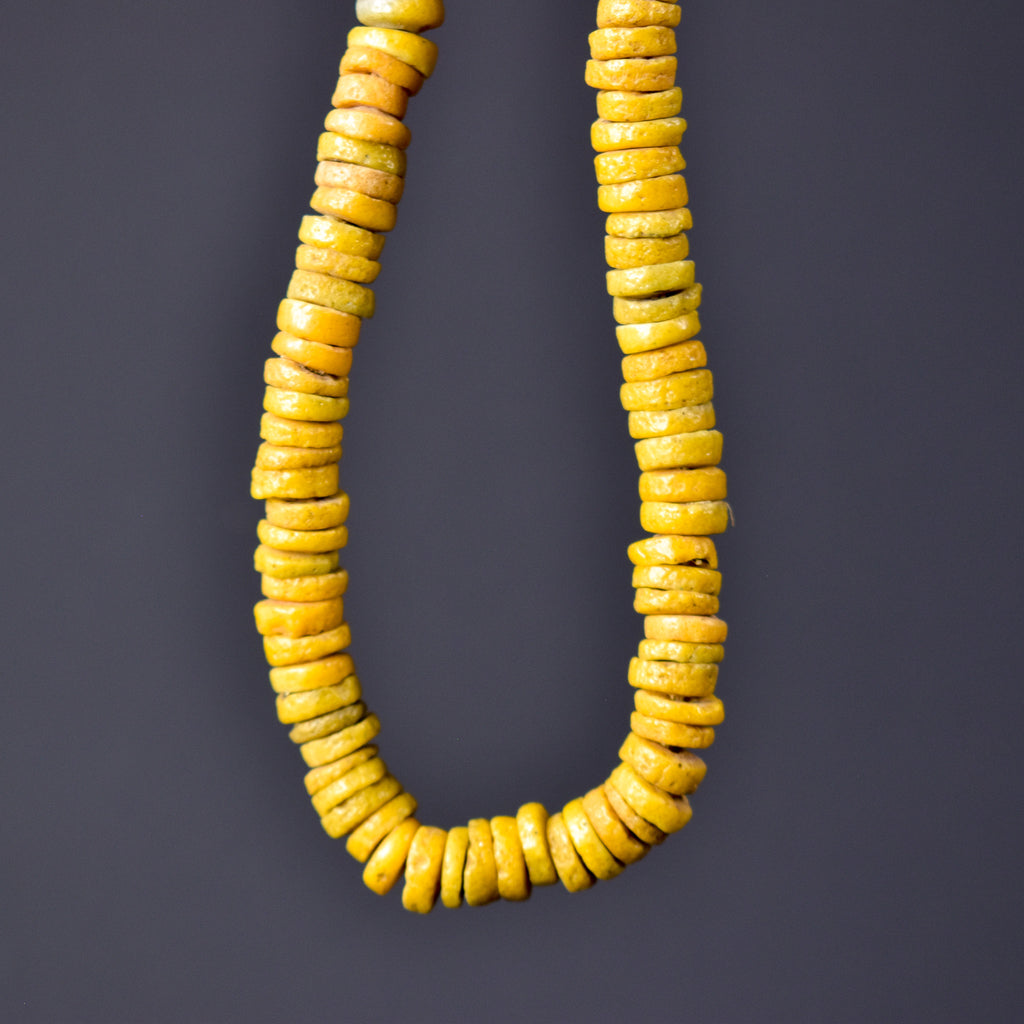Krobo "Recycled" Powder Glass Yellow Beads