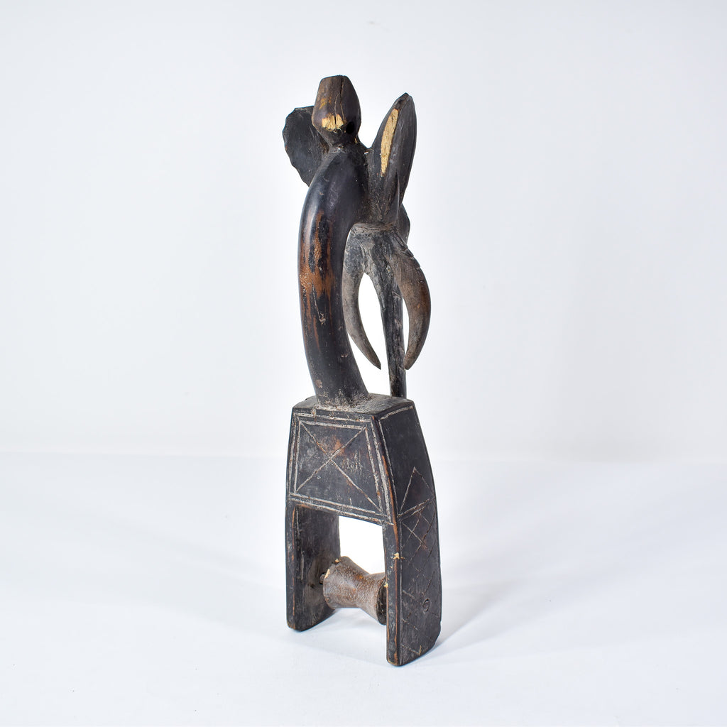 Baule Figural Elephant Heddle Pulley Côte d'Ivoire