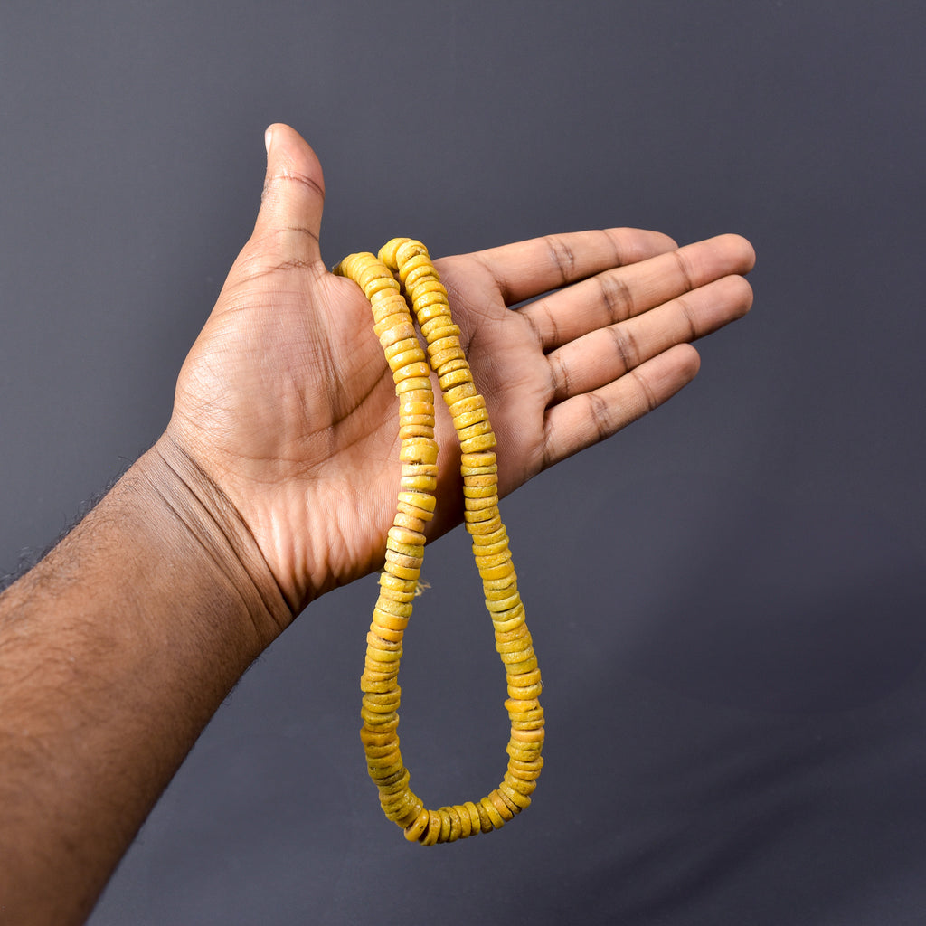 Krobo "Recycled" Powder Glass Yellow Beads
