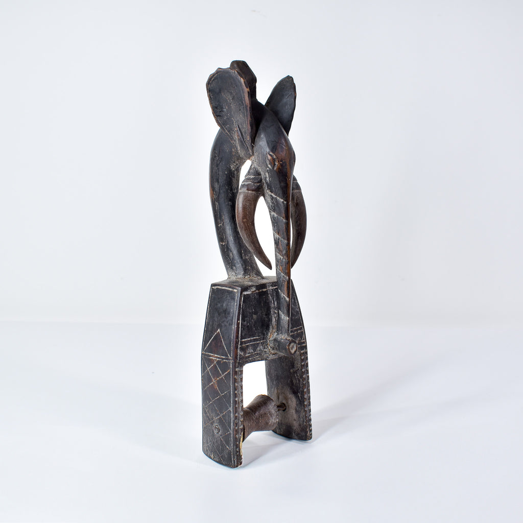 Baule Figural Elephant Heddle Pulley Côte d'Ivoire