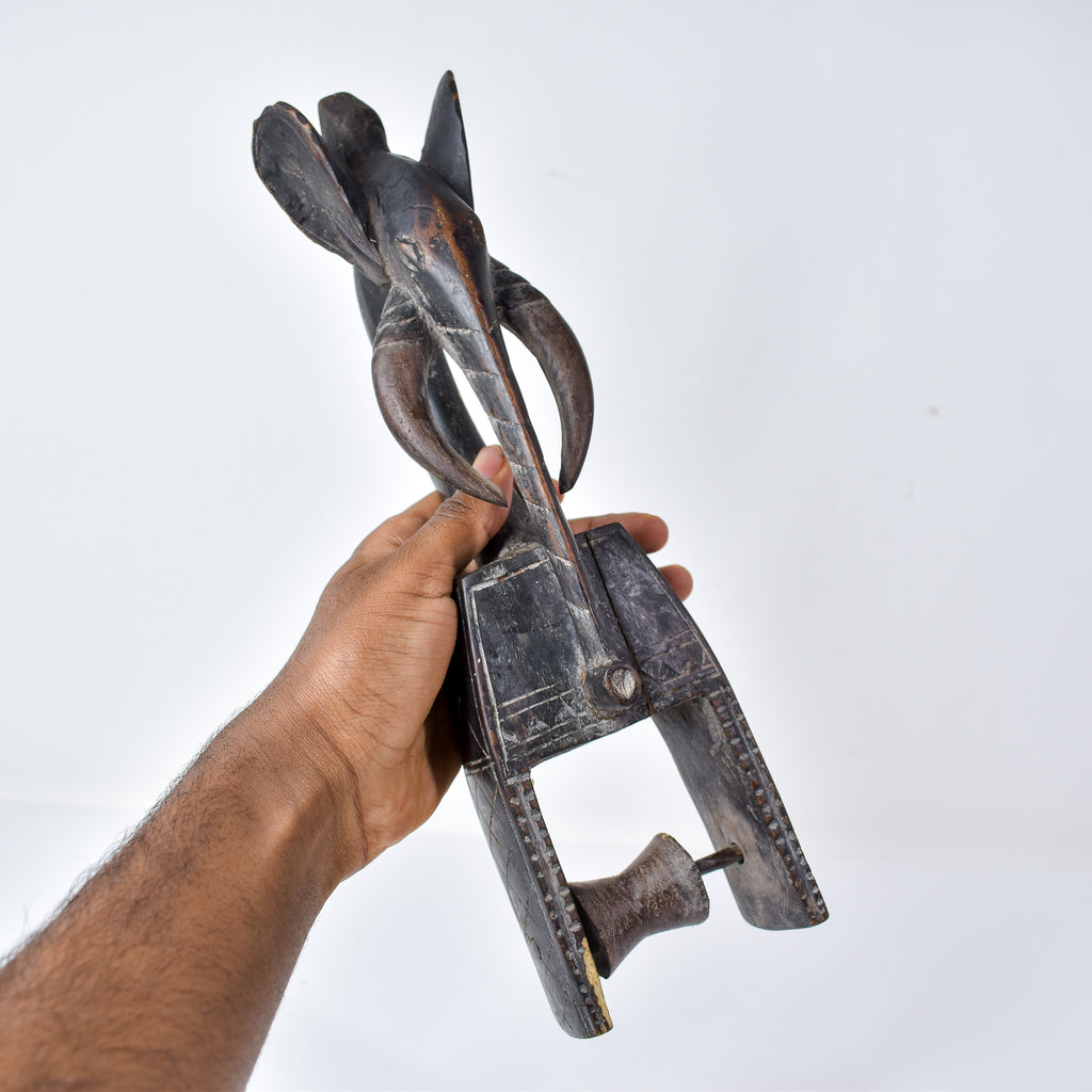 Baule Figural Elephant Heddle Pulley Côte d'Ivoire