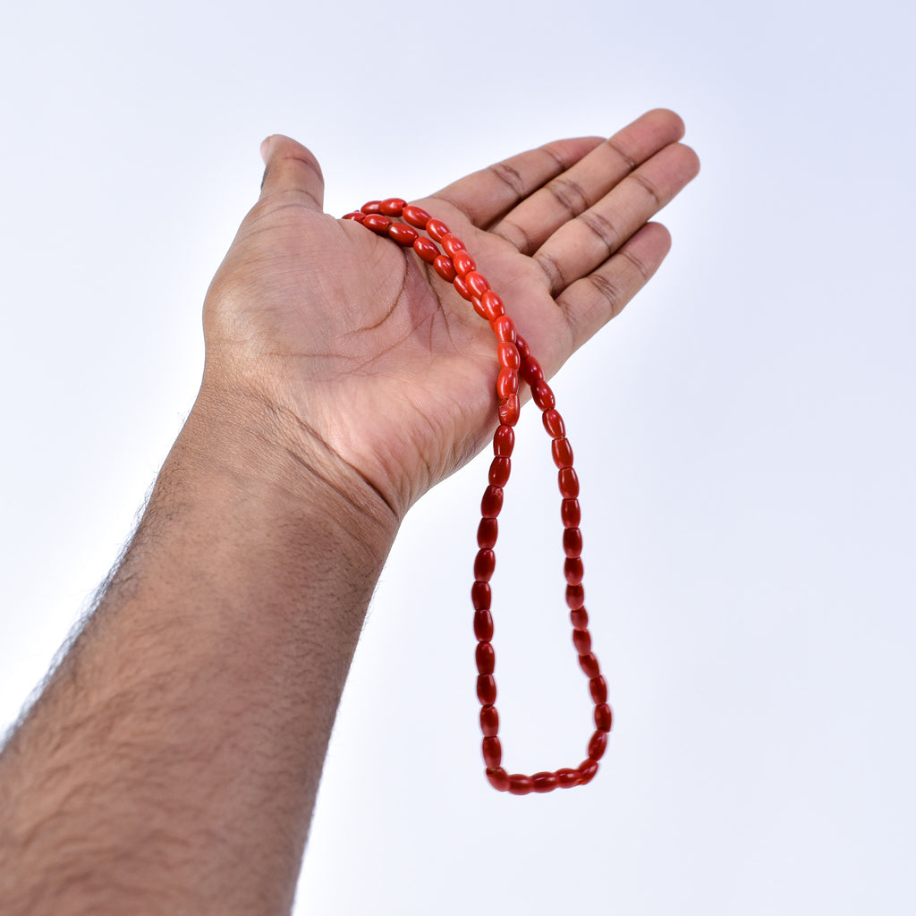Bohemian Rice Molded Red Trade Beads