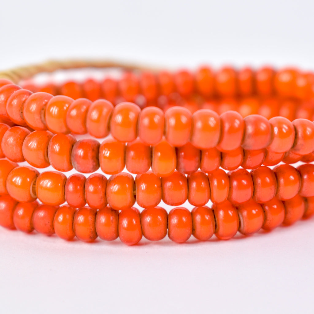 Orange White Heart Venetian Trade Beads