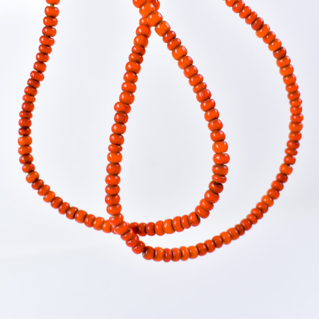 Orange White Heart Venetian Trade Beads