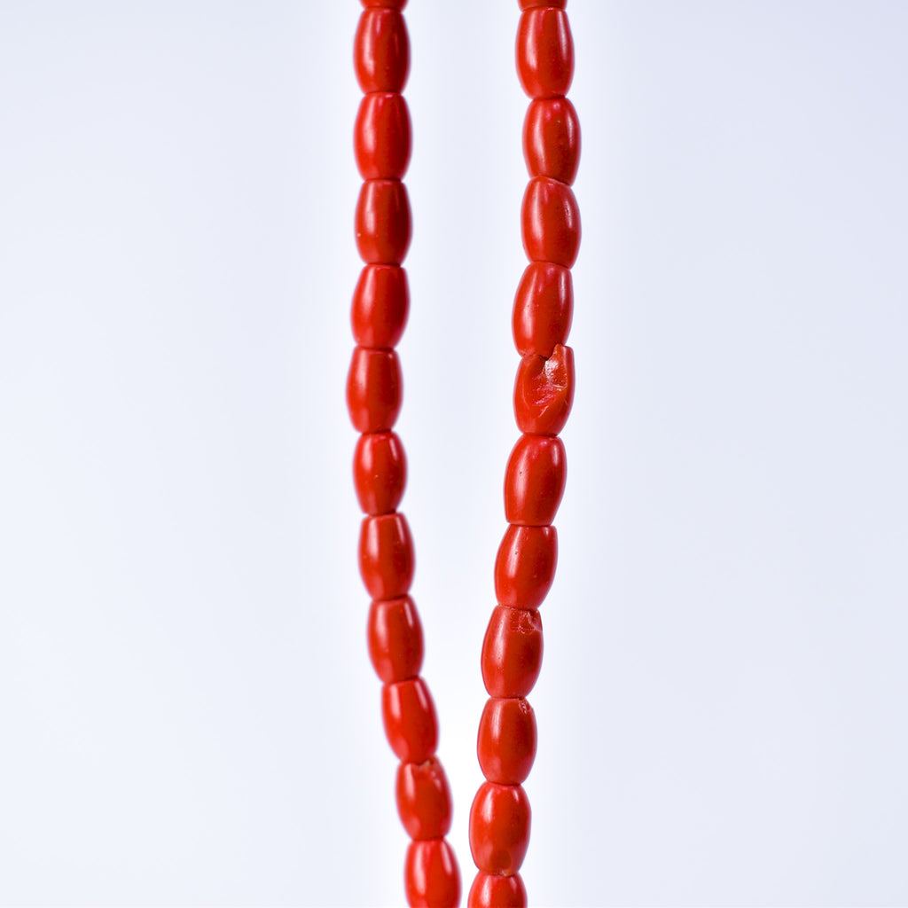 Bohemian Rice Molded Red Trade Beads