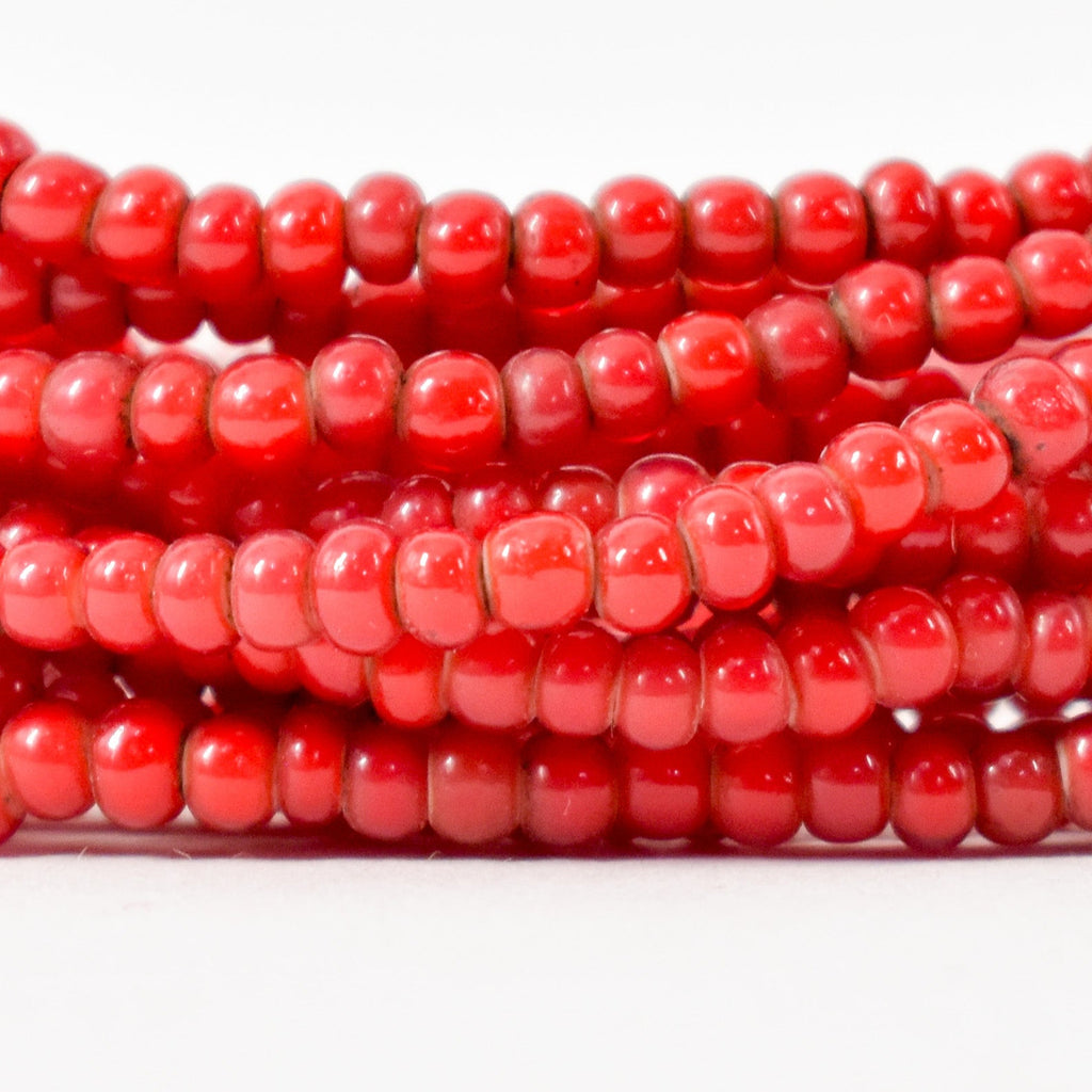 4 Strands Venetian Red White Heart 1-2mm Trade Beads