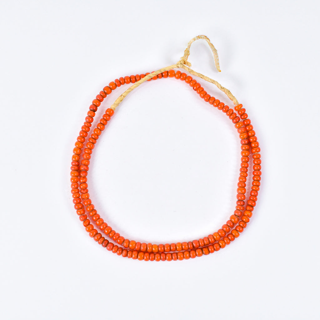 Orange White Heart Venetian Trade Beads