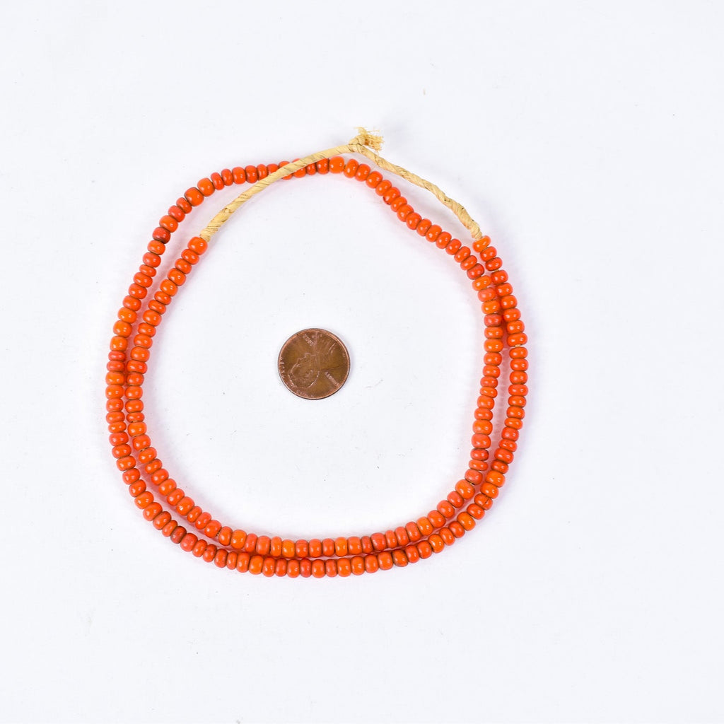 Orange White Heart Venetian Trade Beads