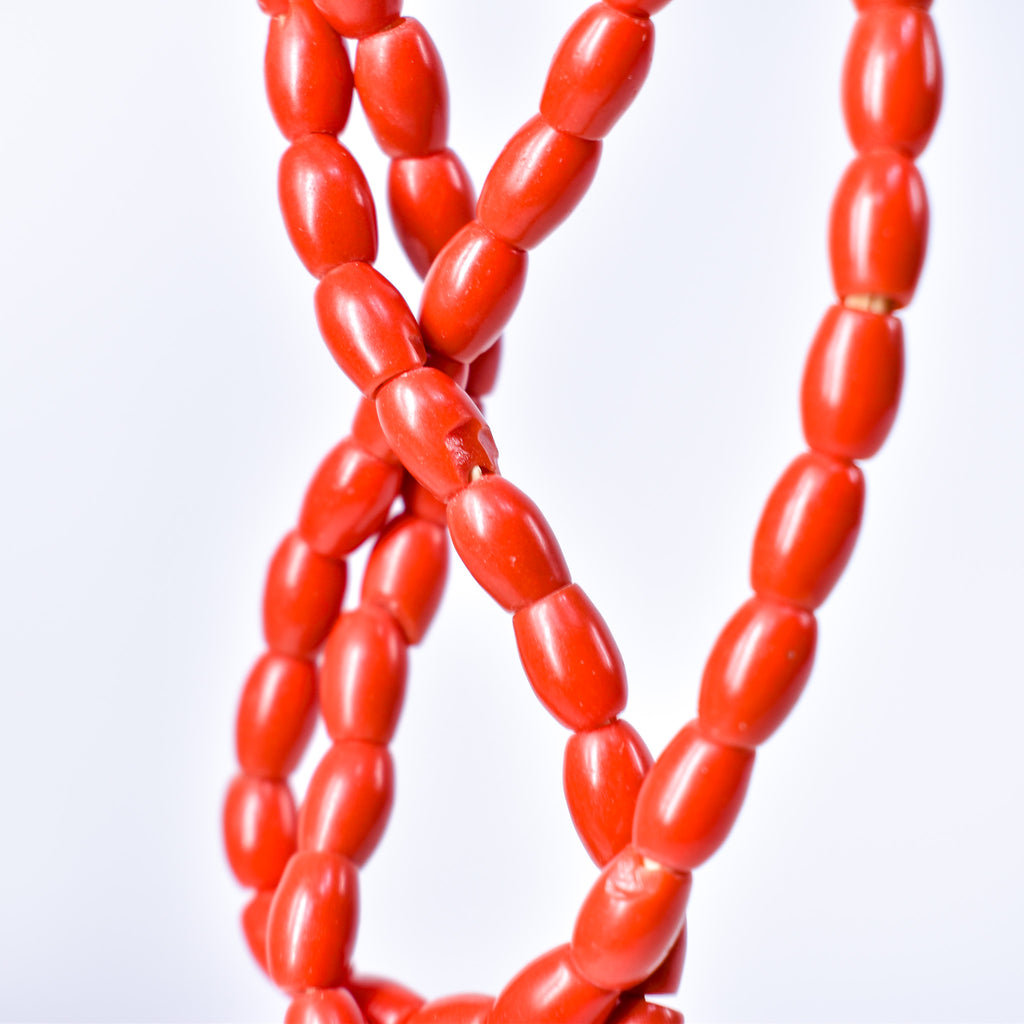 Bohemian Rice Molded Red Trade Beads