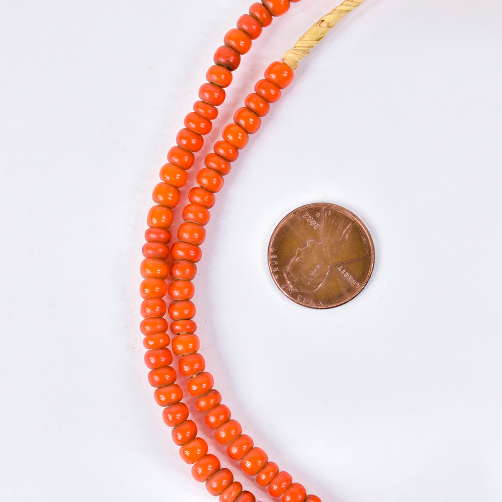 Orange White Heart Venetian Trade Beads