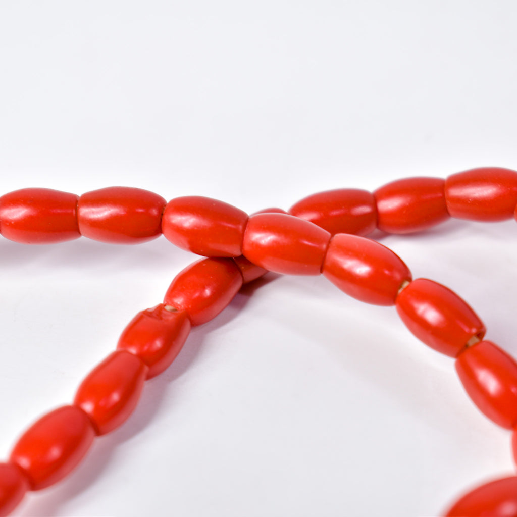 Bohemian Rice Molded Red Trade Beads