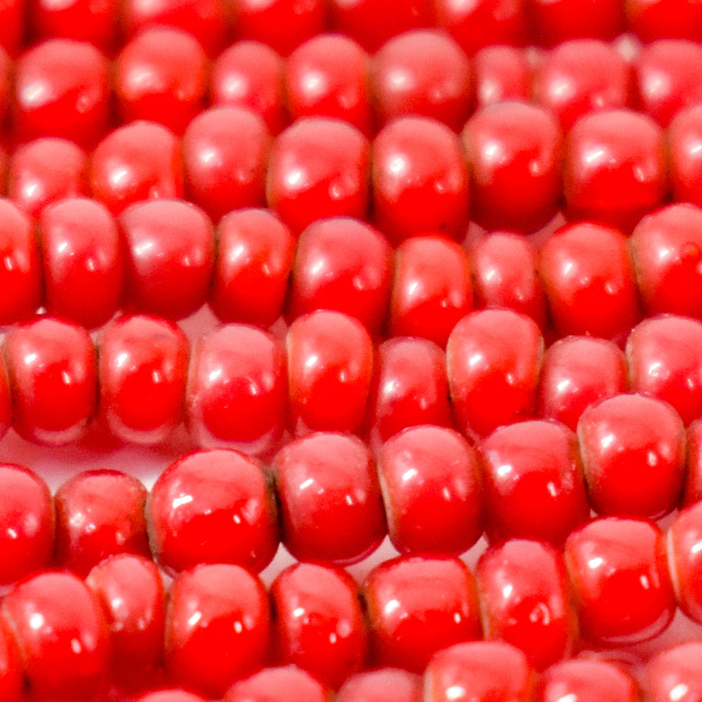 4 Strands Venetian Red White Heart 1-2mm Trade Beads
