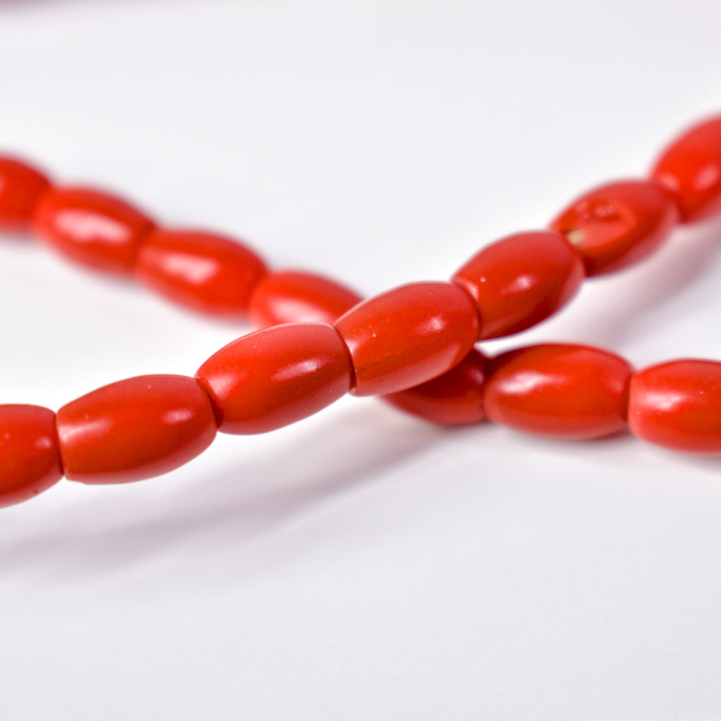 Bohemian Rice Molded Red Trade Beads
