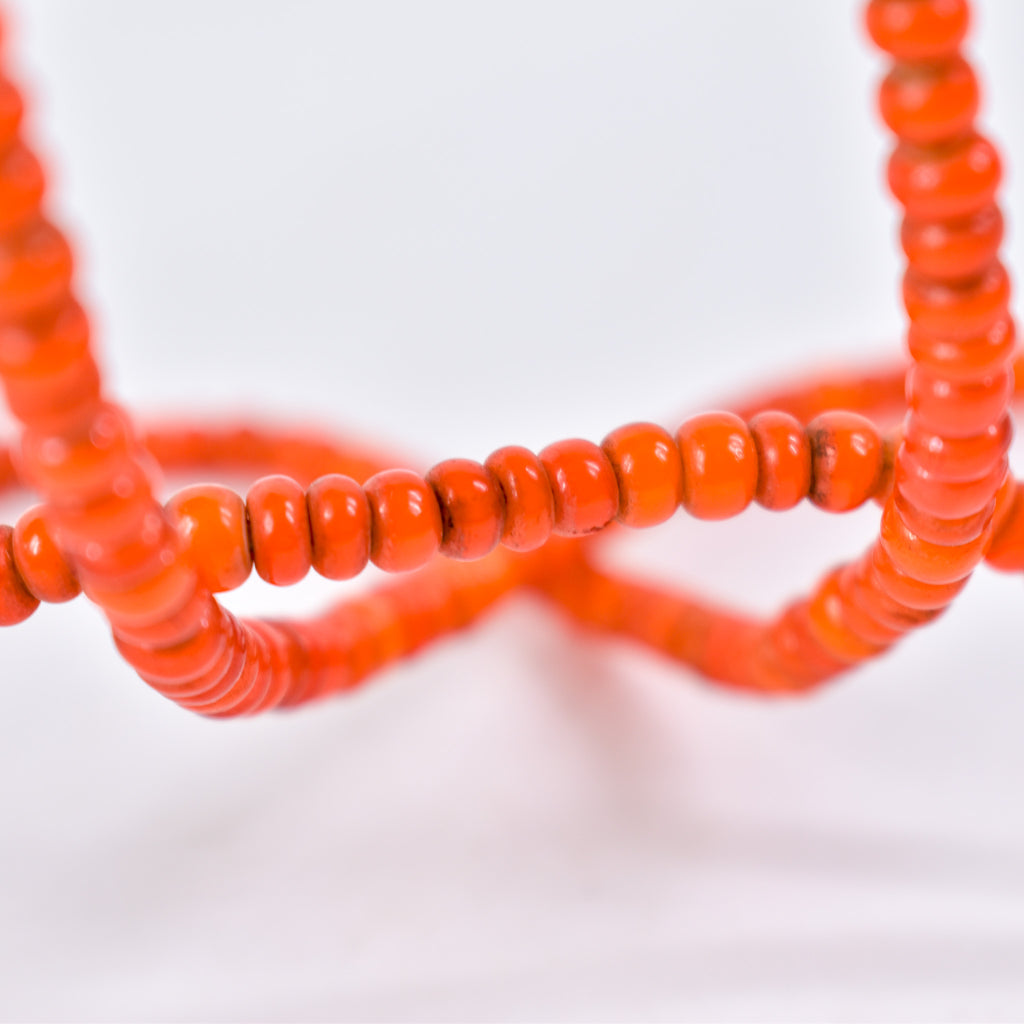 Orange White Heart Venetian Trade Beads