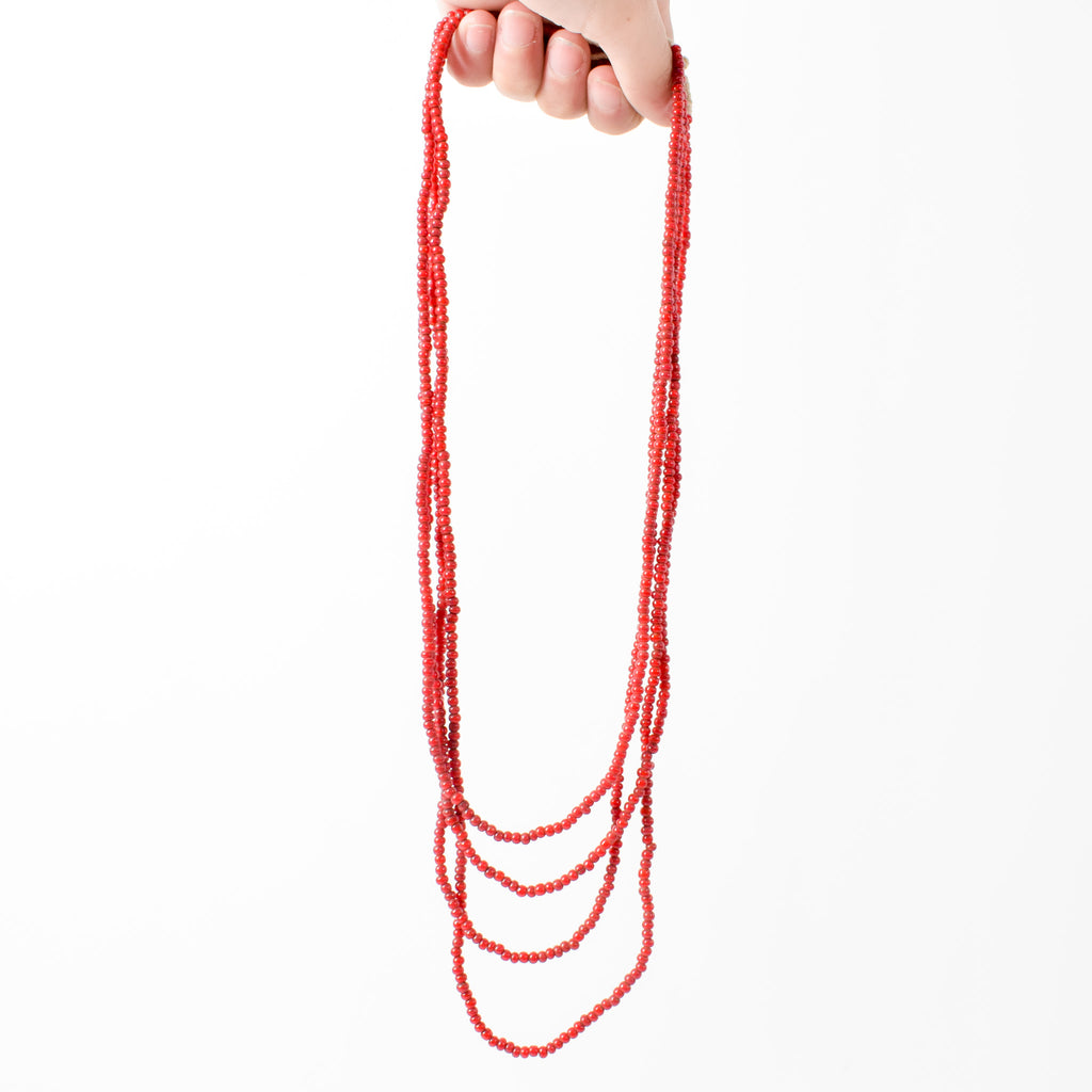 4 Strands Venetian Red White Heart 1-2mm Trade Beads