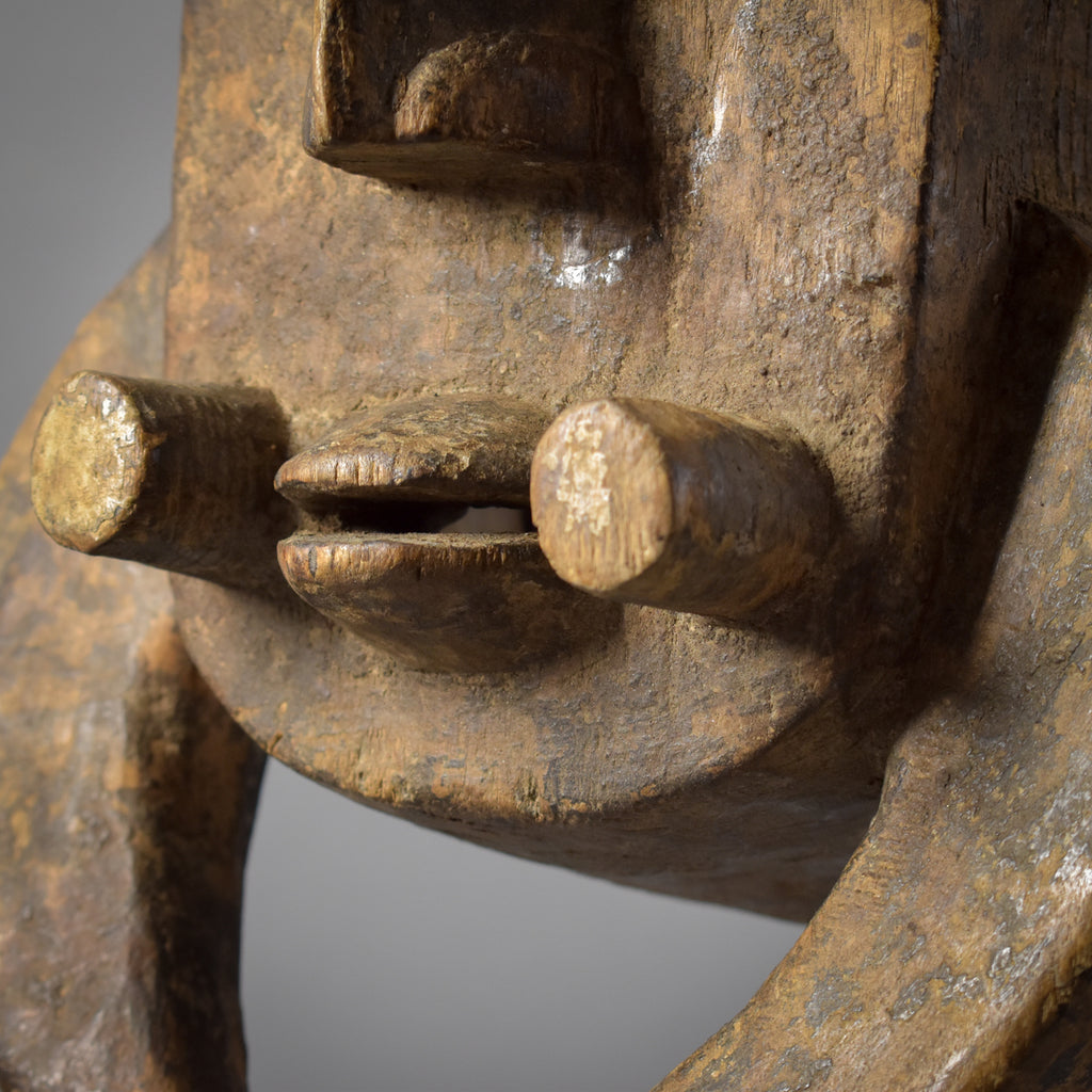 Grebo Mask with Horns on Custom Stand Côte d'Ivoire