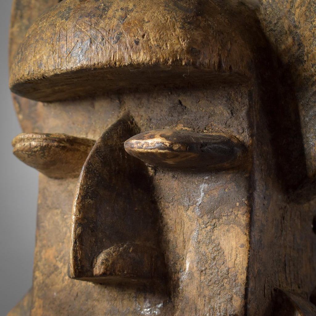 Grebo Mask with Horns on Custom Stand Côte d'Ivoire