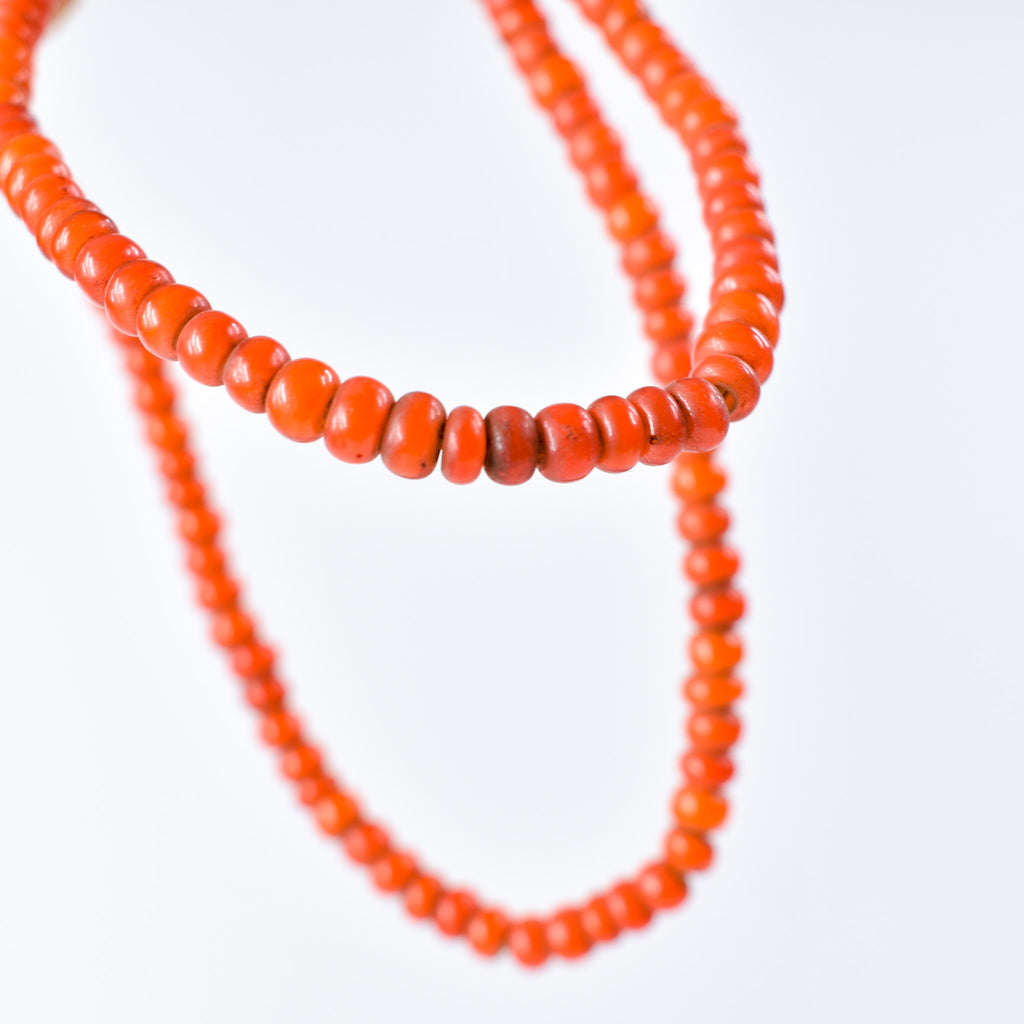 Orange White Heart Venetian Trade Beads