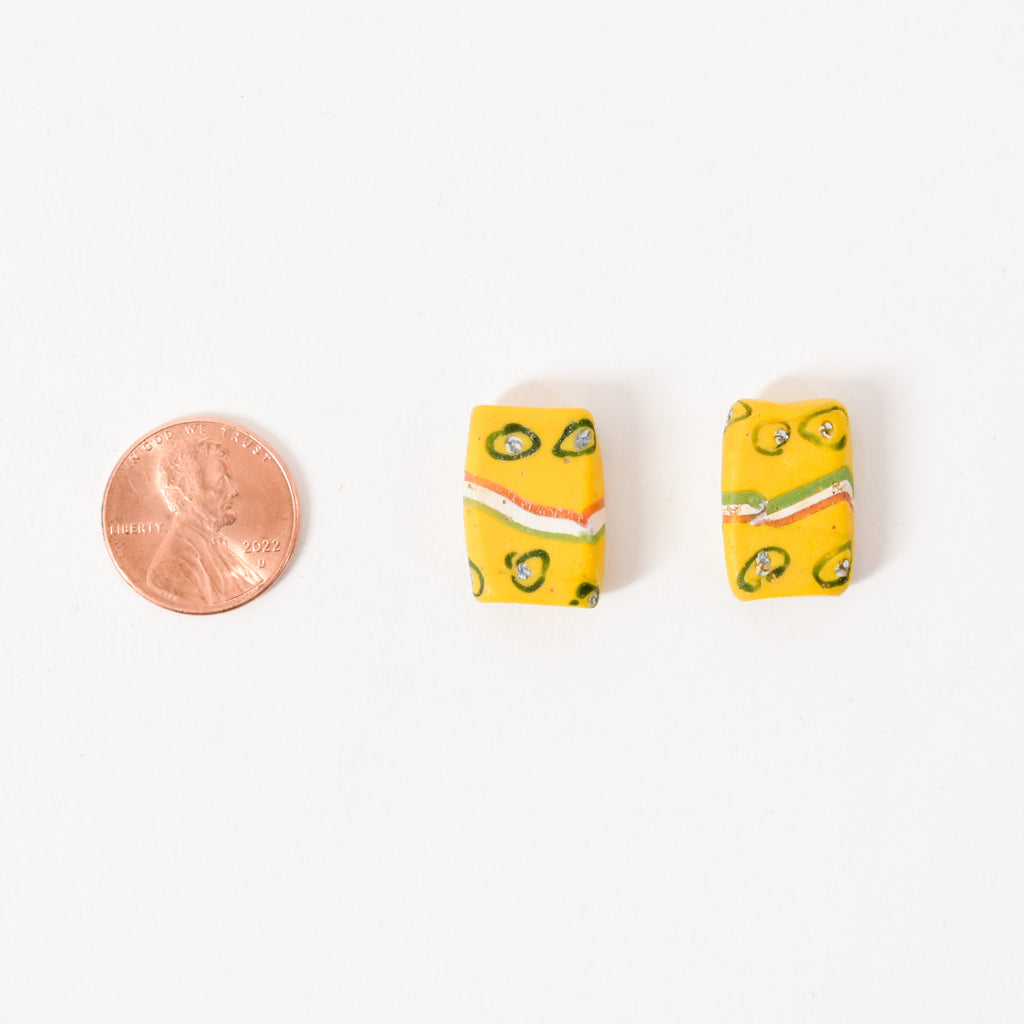 2 Tabular Venetian Yellow Trade Beads