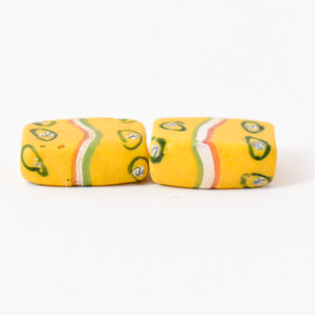 2 Tabular Venetian Yellow Trade Beads