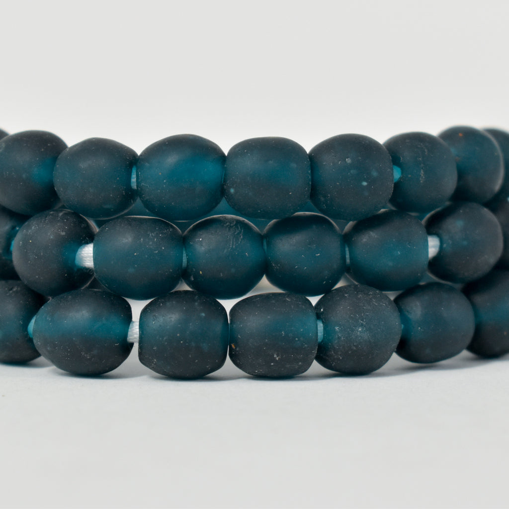 Aquamarine Krobo Recycled Powder Glass Trade Beads