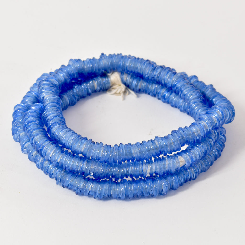 Italian Glass Rings Blue Translucent Trade Beads 45 Inch