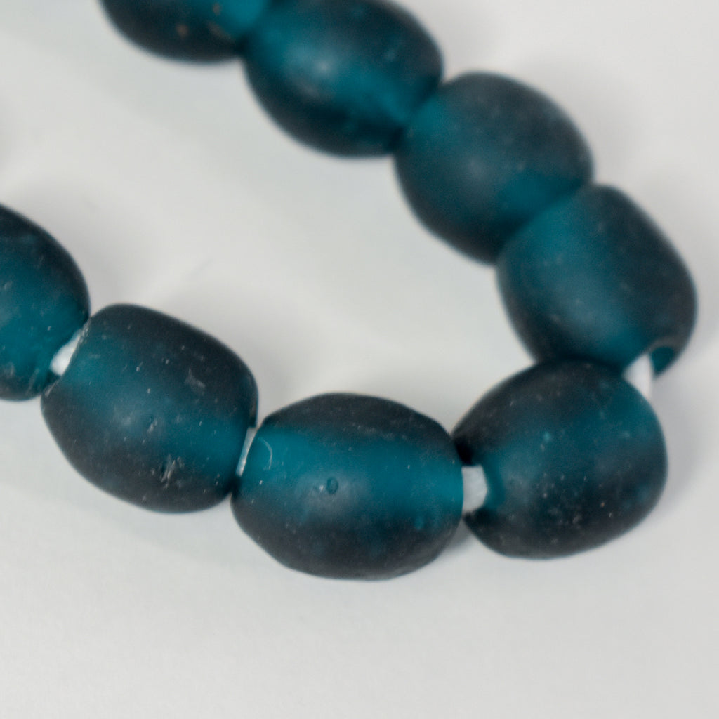 Aquamarine Krobo Recycled Powder Glass Trade Beads