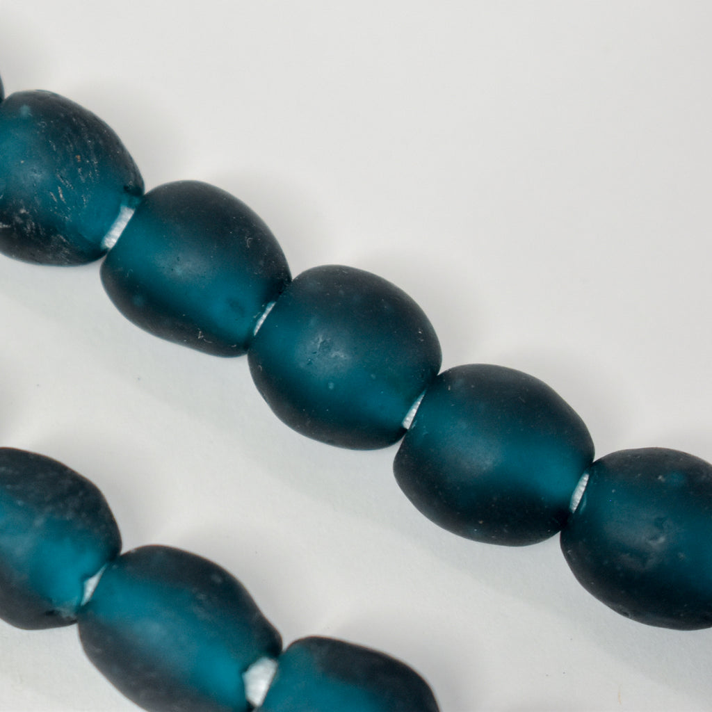 Aquamarine Krobo Recycled Powder Glass Trade Beads