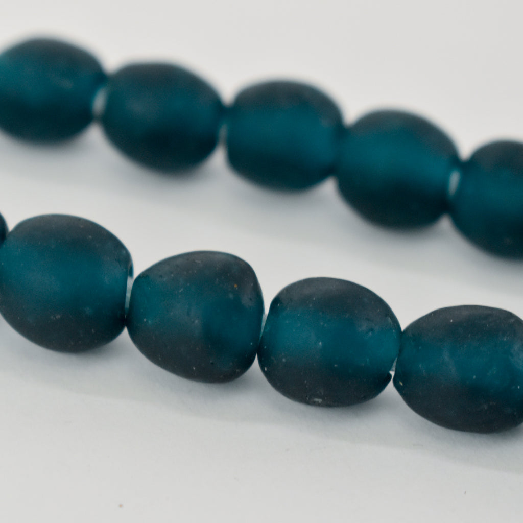 Aquamarine Krobo Recycled Powder Glass Trade Beads